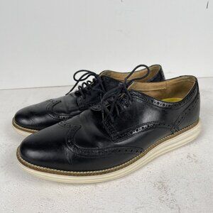 Cole Haan Grand OS Oxfords Mens 8.5 Black Leather Wingtips Formal